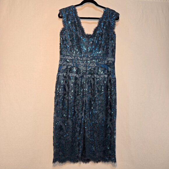 TADASHI SHOJI Special Occasions Embellished AZURE Sheath Dress Size 12 NEW TAGS! - Picture 4 of 17